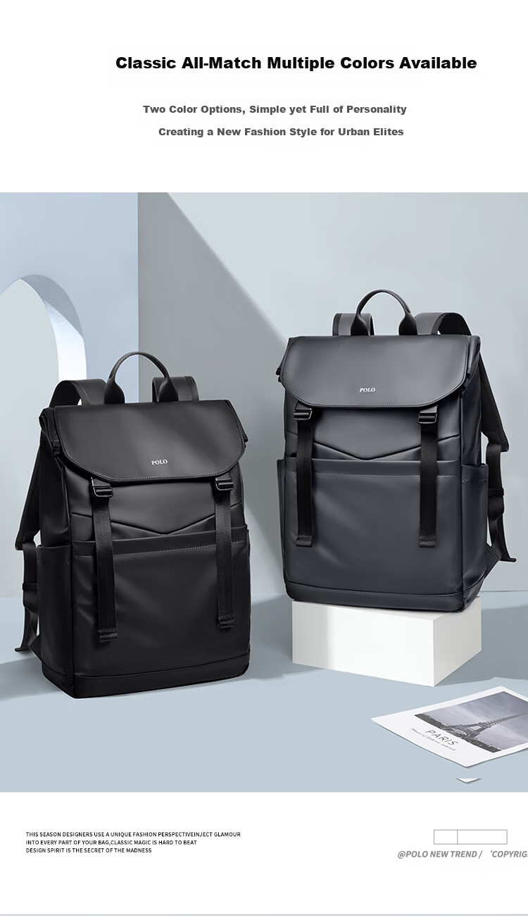 POLO Backpack for Men, Lightweight Travel Bag with Flip Cover, 16/17.3-Inch Laptop Bag, Business Trip Bag 3