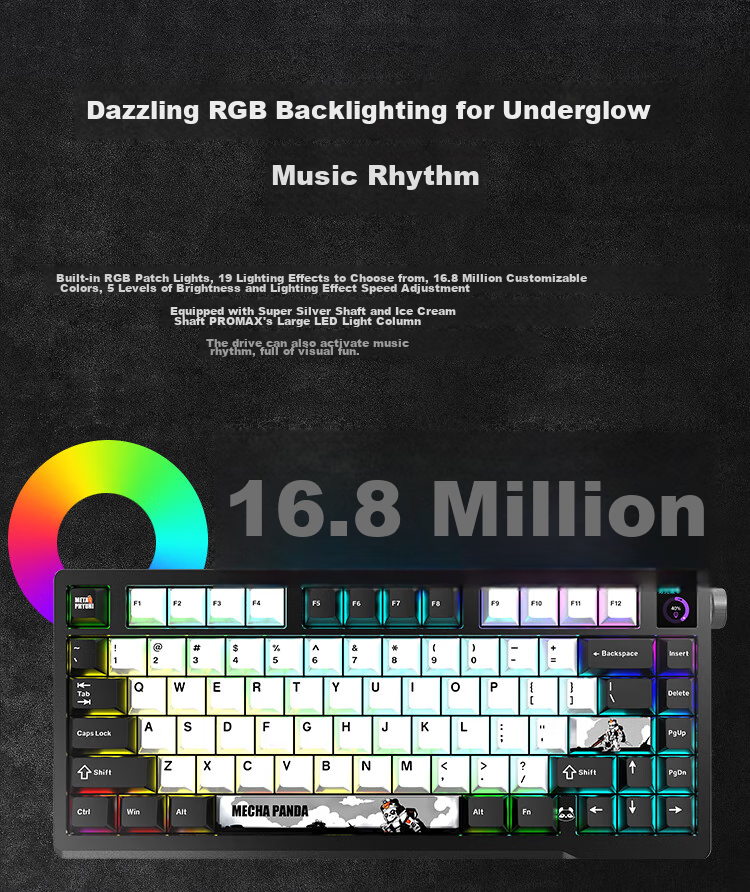 Xuanpai PD75M-V2 Custom Aluminum Mechanical Keyboard, Bluetooth Wireless Tri-Mode Gaming Keyboard, Aluminum Chitu Multimedia Color Screen with Knob, Sonyke Switches, White And Blue Keycaps 9