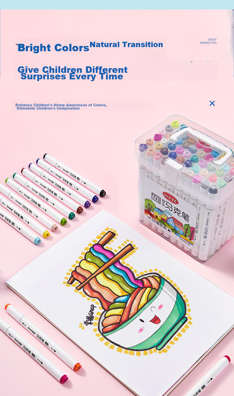 GRASP Double-Ended Alcohol Markers, 36 Colors, Quick-Drying, Student Hand-Drawn Triangular Barrel, Oil-Based Watercolor Pens, Anime Drawing Graffiti Pens, Watercolor Pens, Graduation Gift, Drawing Brushes 4