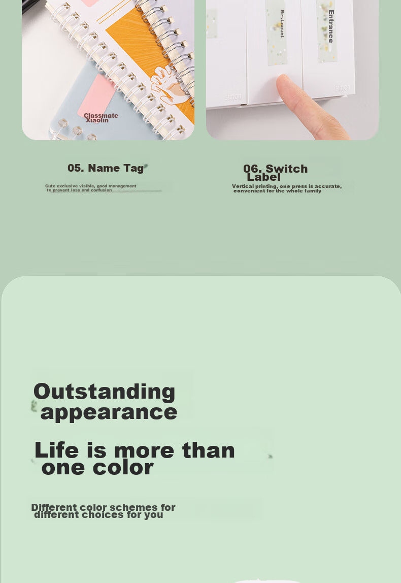Deli Q10Pro Snow White, Portable Thermal Label Printer for Home Use, Journal Name Sticker Organizer Price Tag Food Label Printer, Mobile Bluetooth Connectio 6
