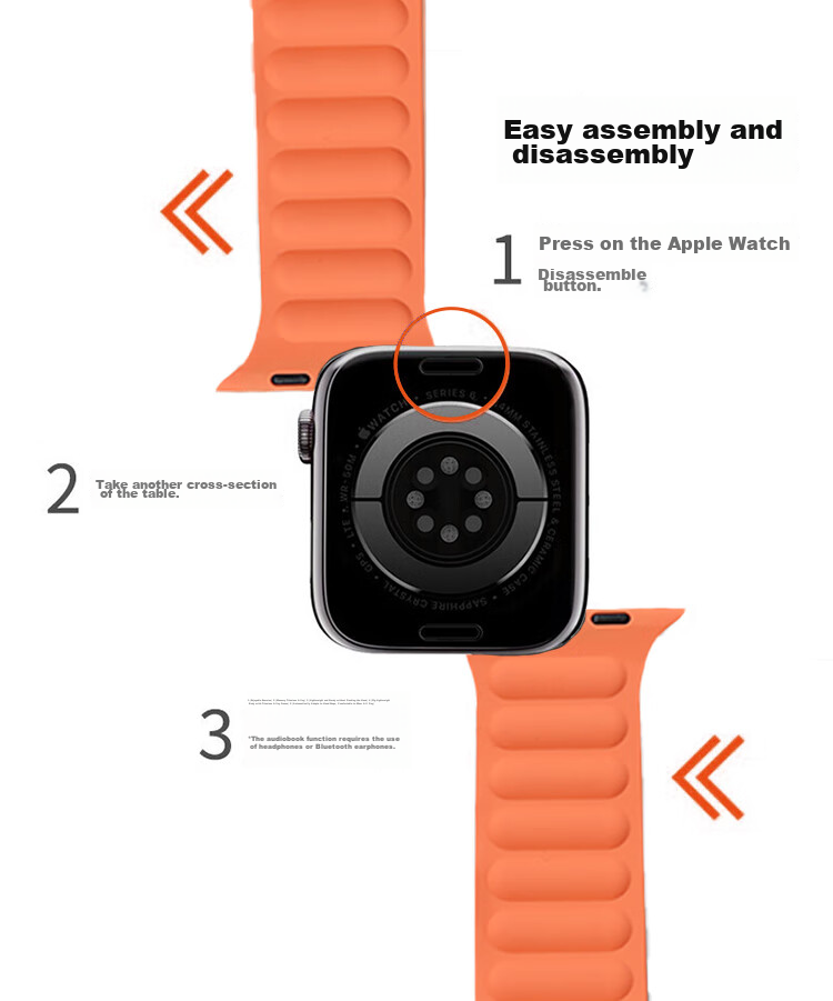 ESCASE Apple Watch Band Compatible with Apple Watch Series 11 49mm, Magnetic Liquid Silicone Strap, Skin-Friendly Breathable Lightweight Design, Orange 11