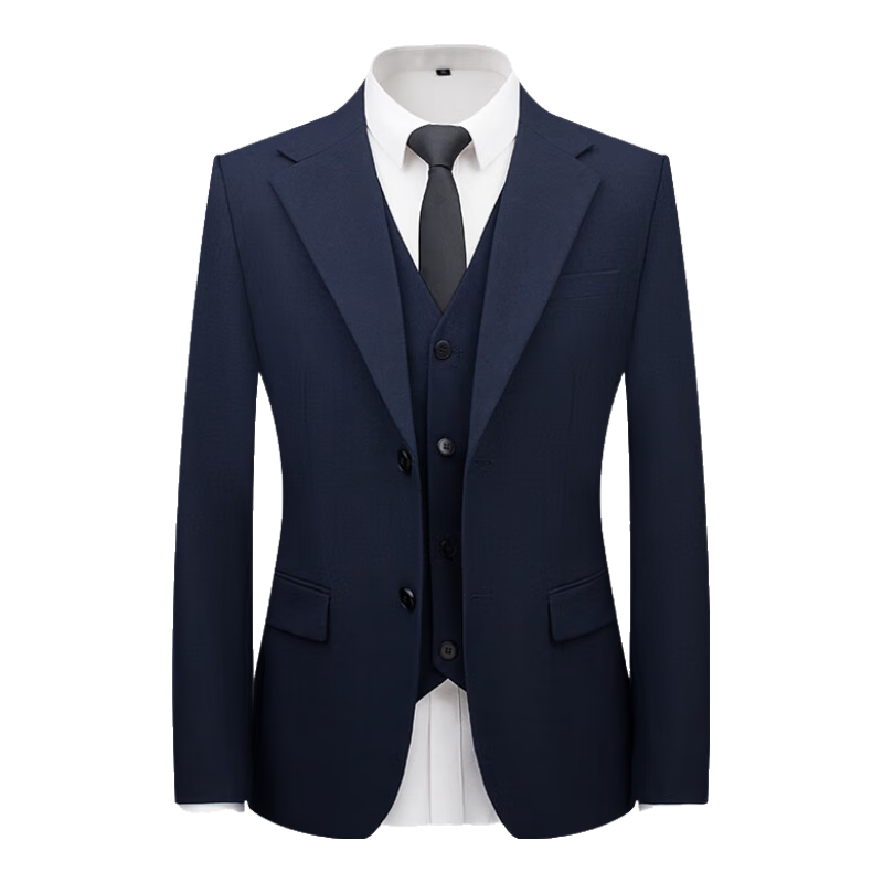 Patuowa Men's Suit, Business Professional Formal Wear, Single Suit for Weddings And Banquets, Slim Fit Suit Jacket for Men, Navy Blue, Size L