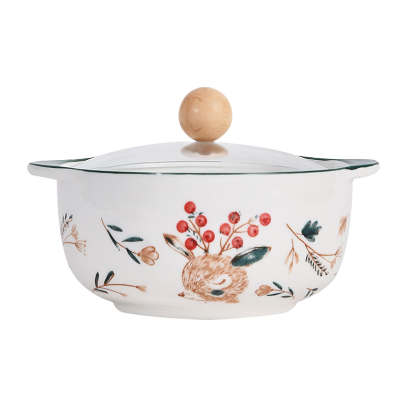 MAXCOOK Ceramic Bowl with Lid Japanese Style Soup Noodle Rice Bowl MCFT3899