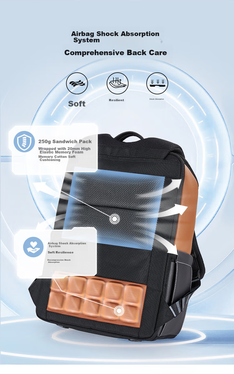KALA·Y Airbag-Reducing Laptop Bag, Business Large Capacity 15.6-Inch Backpack, Unisex Shoulder Bag, 5213 Black 6
