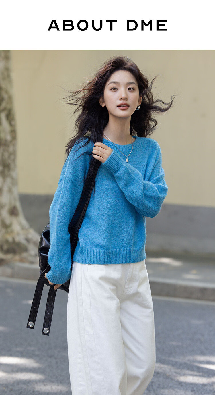 Dme [Blue Coastline] Brightening Basic Loose Pullover, Lazy Lightweight Spring And Autumn Knit Sweater for Wome 1