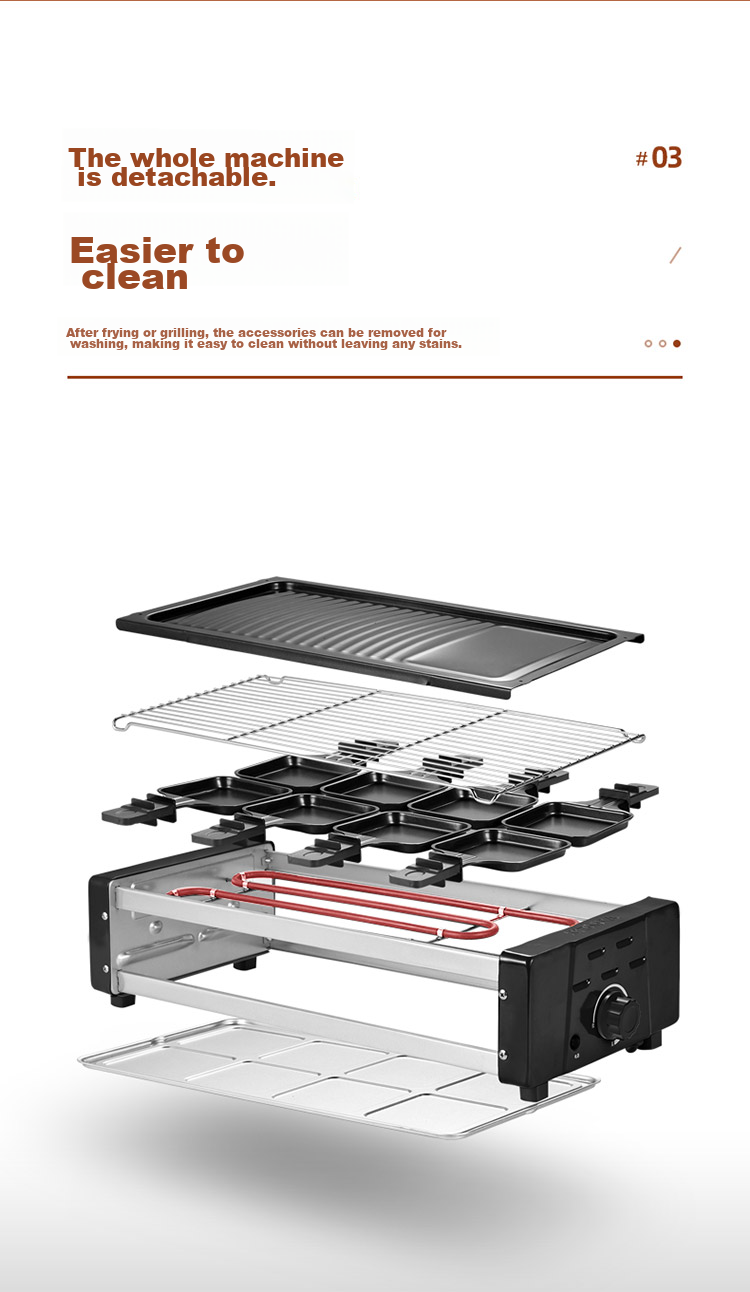 KONKA Electric Grill, Multifunctional Electric Griddle, Meat Roasting Machine, Non-Stick Grill Rack, Home Smokeless Barbecue Pan, Double-Layer Skewer Machine KEG-W261B 5