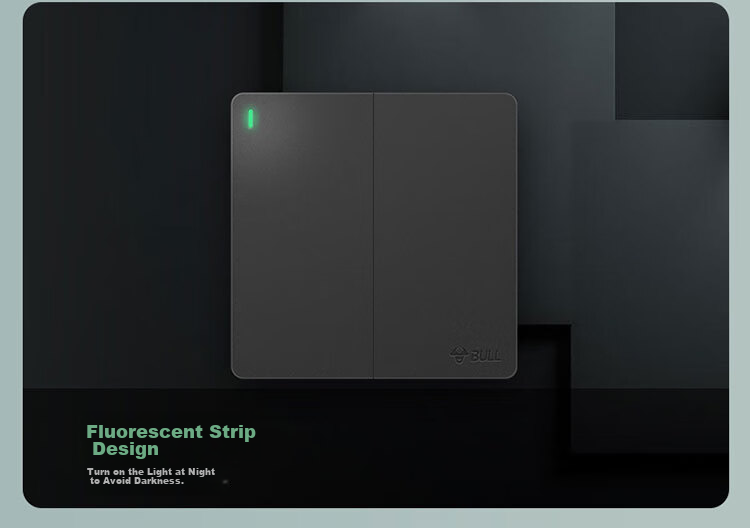 BULL Switch Socket, G12 Series, Two-Way Multi-Control Switch, 86-Type Concealed Large Panel G12K214, Space Gray 18