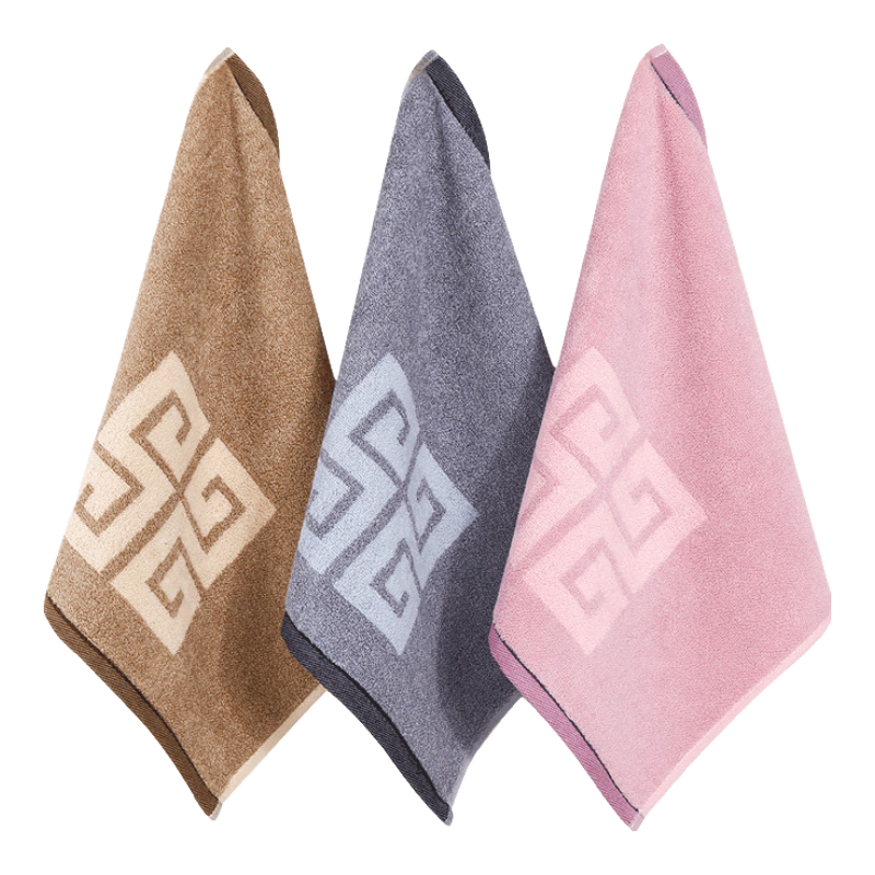 KING SHORE Children's Towel, Pure Cotton Classic Thickened Sports Square Towel, Gray/brown/purple, Mixed Colors 3-Pack, 36*35cm