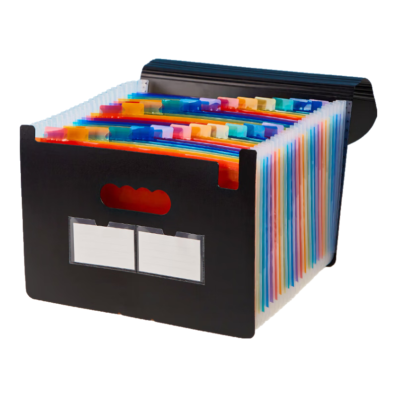Sannianerban [Back to School Essential] Colorful 24-Slot File Folder Exam Paper Storage Bag Large Capacity Accordion File Organizer Expandable File Holder Document Organizer Folder Receipt Storage Book Black
