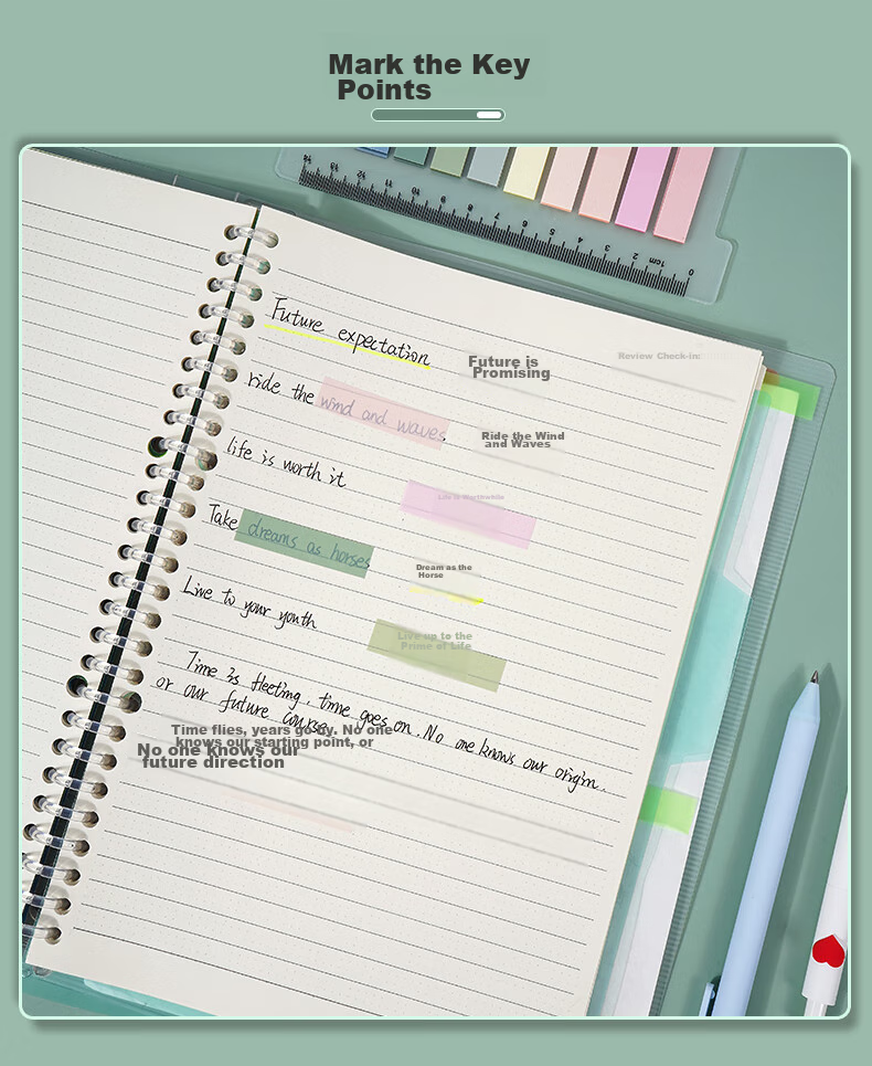 SIMAA 1200 Sheets 4-Color Sticky Notes with Dividers, Memo Pads, 76*19mm, Reusable Notes, 3 Packs, Student Message Pad 11