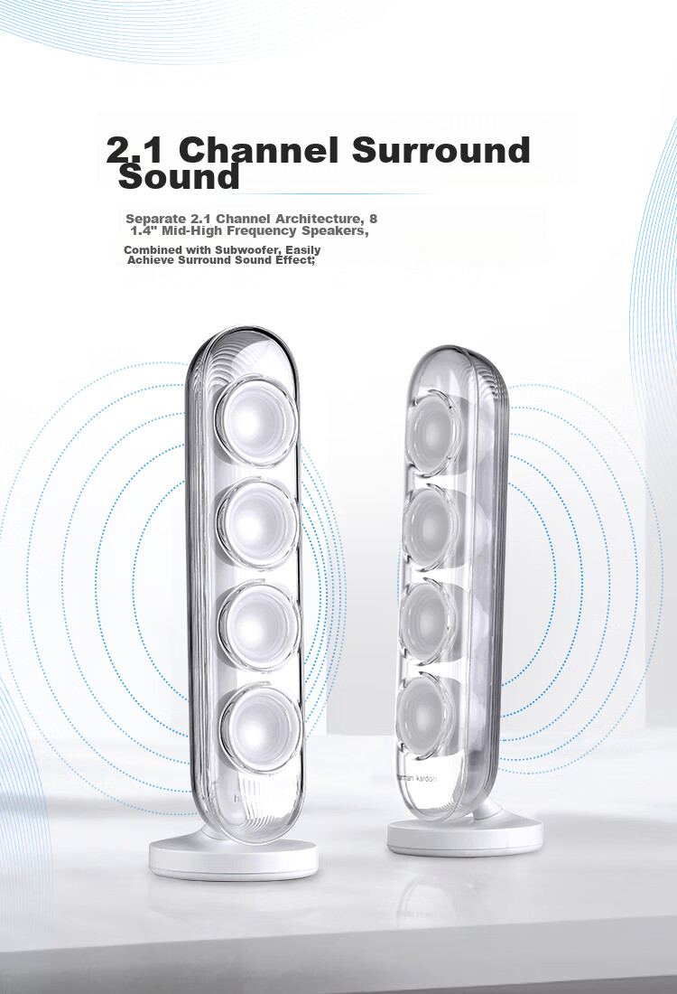 Harman/Kardon Music Crystal Fourth Generation Desktop Bluetooth Speaker, Audio System for TV And Computer, Gift Speaker SoundSticks4 Wireless Crystal 4 4
