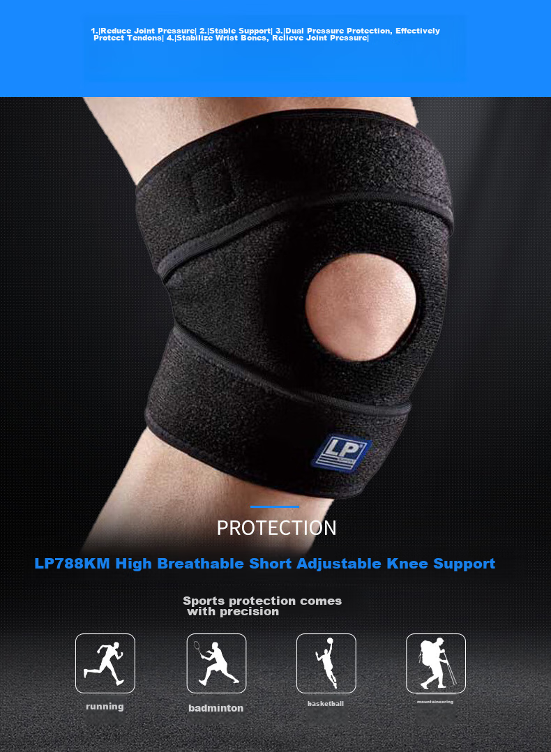 LP 788CN Breathable Upgraded Sports Knee Pads for Running, Badminton, Cycling, Meniscus Protection, Large Size, Two Pieces 2