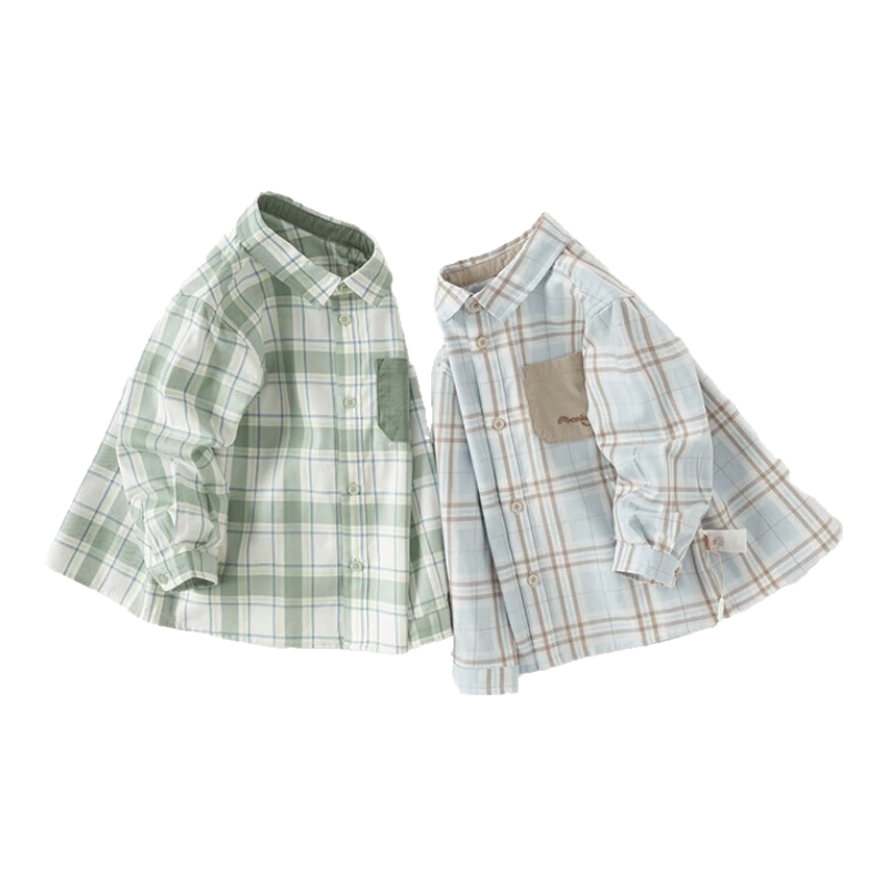 DAVE & BELLA Boys' Plaid Shirt, Boys' Cotton Dress Shirt for Autumn, Children's Clothing