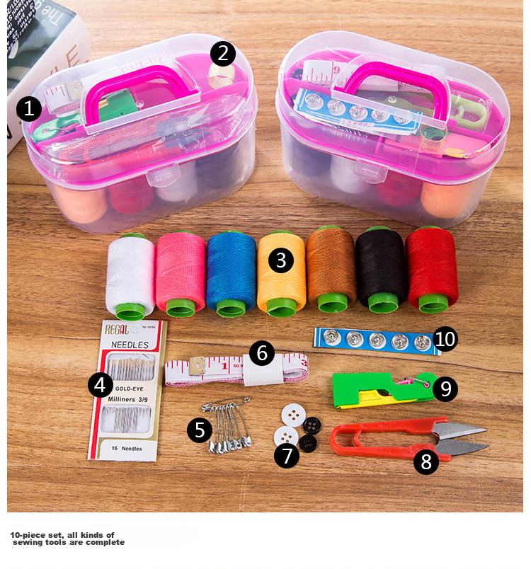 JAJALIN Home Sewing Kit with 7 Thread Spools, Travel Sewing Supplies, Mending Tools Storage Bag, Random Color 3