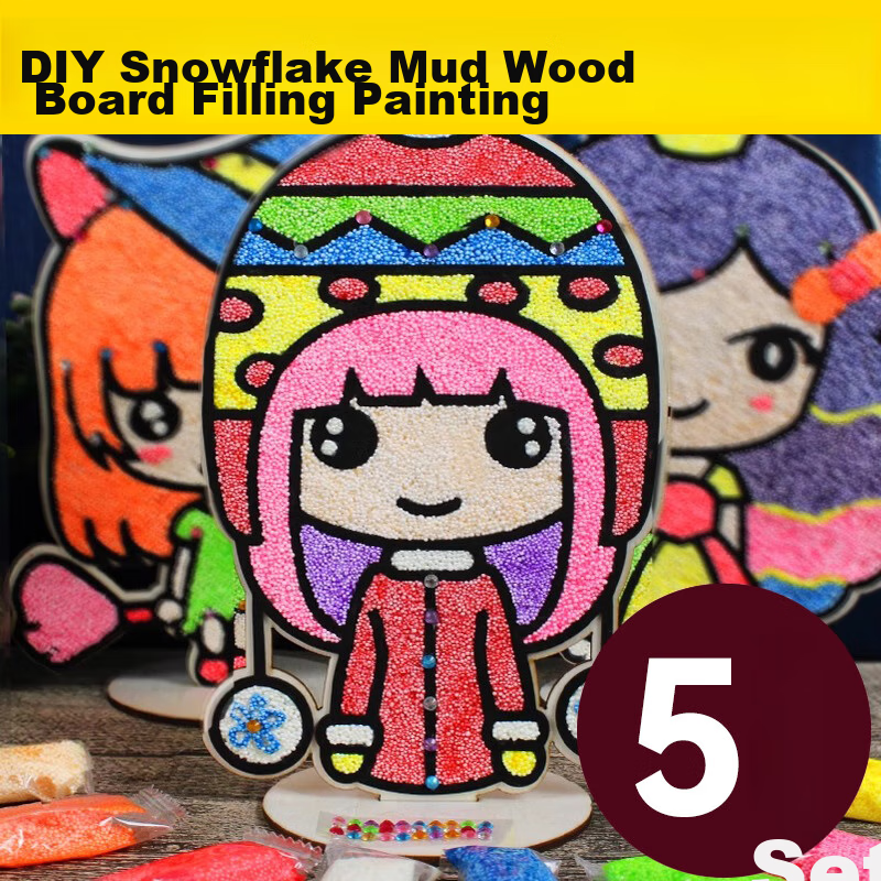 Murcia Snowflake Clay, Wood Board Painting, Pearl Clay, 3D Sculpting Clay, Children's Handmade DIY Craft Kit, Girls' Toy