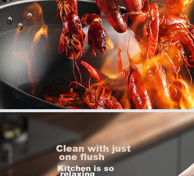 Kobach Wok Iron Pan Non-Stick Frying Pan, Uncoated Bionic Non-Stick Iron Pan, Suitable for Stove, 34cm 22