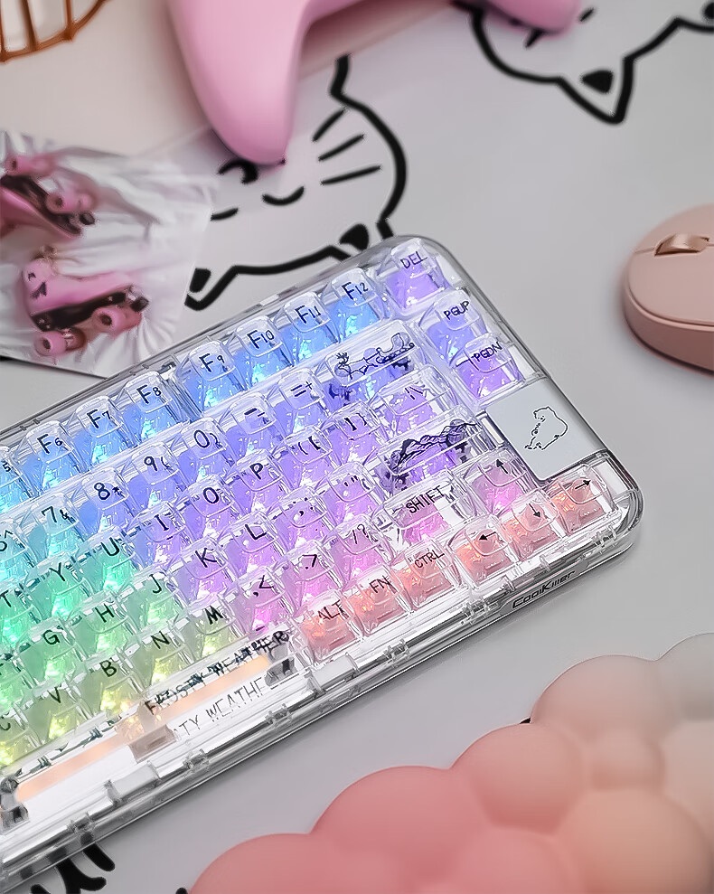 CoolKiller CK75 Arctic Bear Wired/wireless/blue Toed Three-Mode Transparent Customizable Mechanical Keyboard Ice Blade Switch Linear Switch 21