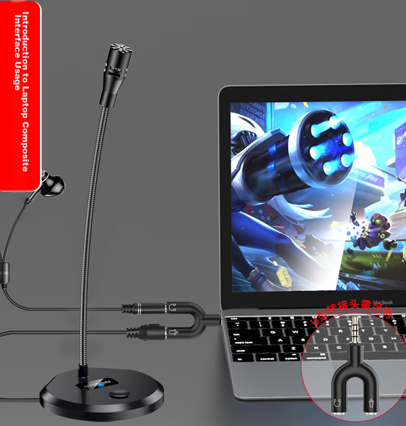 NINTAUS Microphone, Computer Wired Microphone, Desktop Computer, Laptop, Desktop Online Course, Video Conference, E-Sports Gaming, Voice Recording, Live Streaming, External Sound Card Y100B 10
