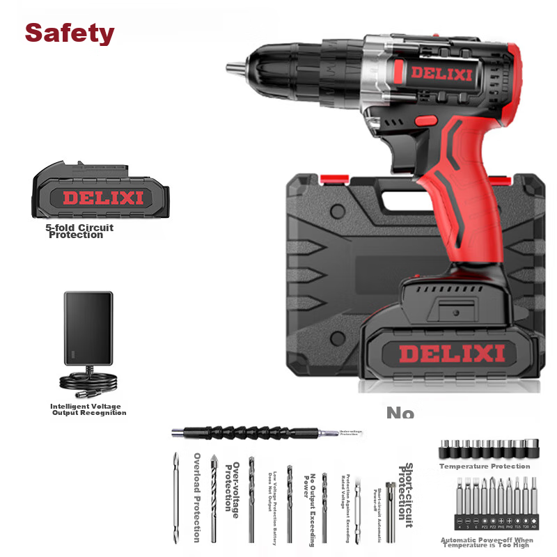 Deli Xidianqi 21V Brushless Impact Drill, Rechargeable Lithium Battery Drill, Multifunctional Household Tool Kit Set, Electric Screwdriver