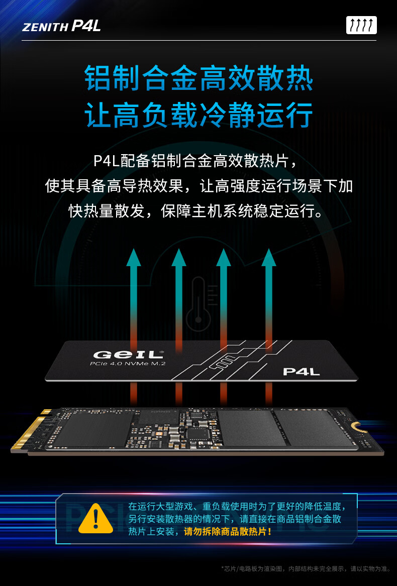 GEIL Jinbang 512GB SSD Solid State Drive M.2 PCIe 4.0 x4 NVMe High-Performance Gaming Edition 7000MB/s P4S Series 9