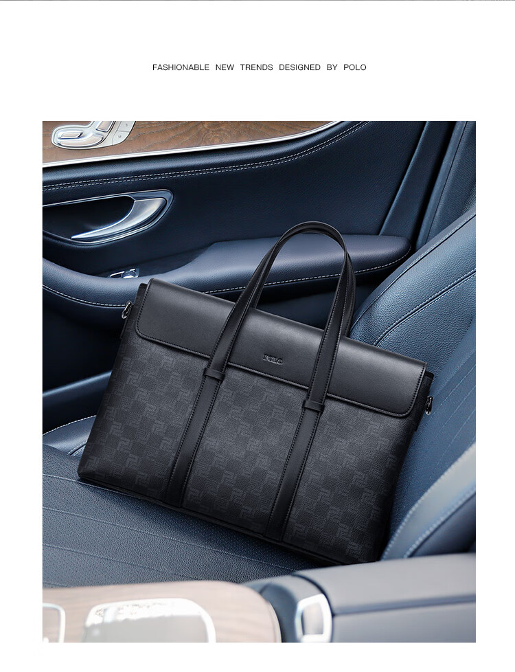 POLO Briefcase, Men's Business Handbag, 16-Inch Laptop Bag for Men, Commuter Shoulder Bag, Durable Crossbody Bag for Me 15