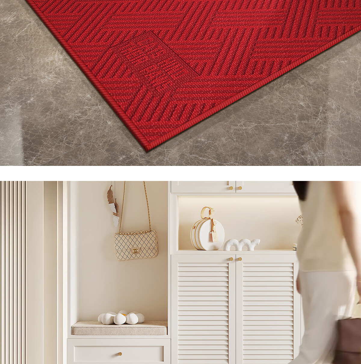 Huaxu Entrance Mat, Doorway Foot Mat, Foyer Mat, Hallway Outdoor Non-Slip Cuttable Red Mat - Elegant 17