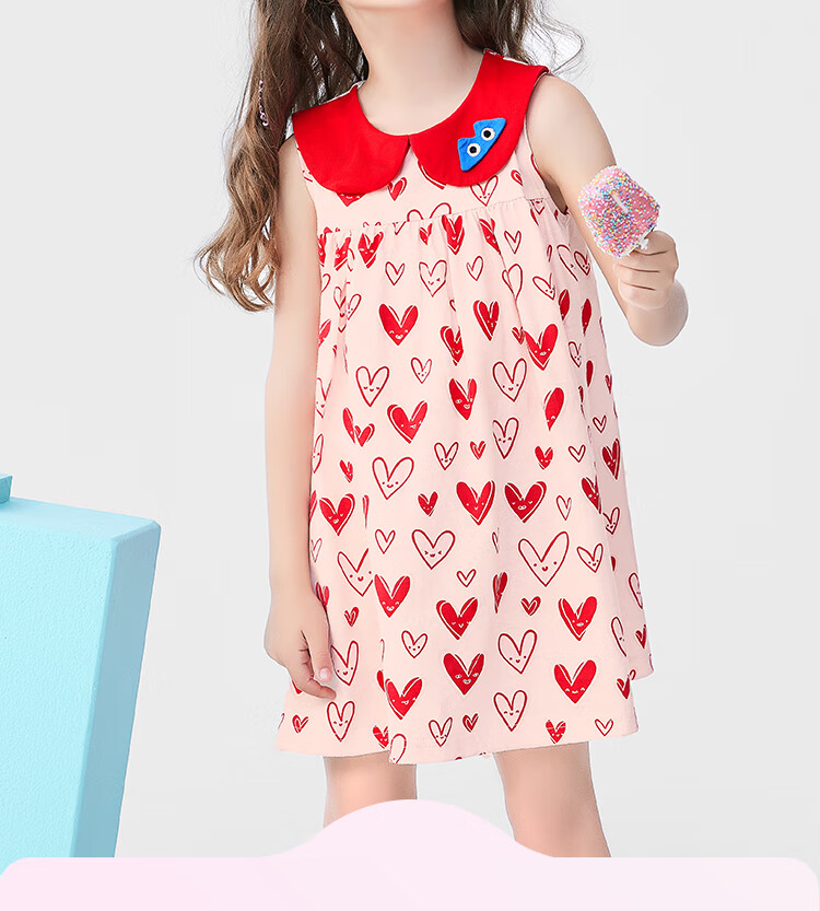 Mini Wooden House Children's Dress Summer Girls Cute Doll Collar Short Sleeve Dress Breathable Black Little Rabbit 130 2