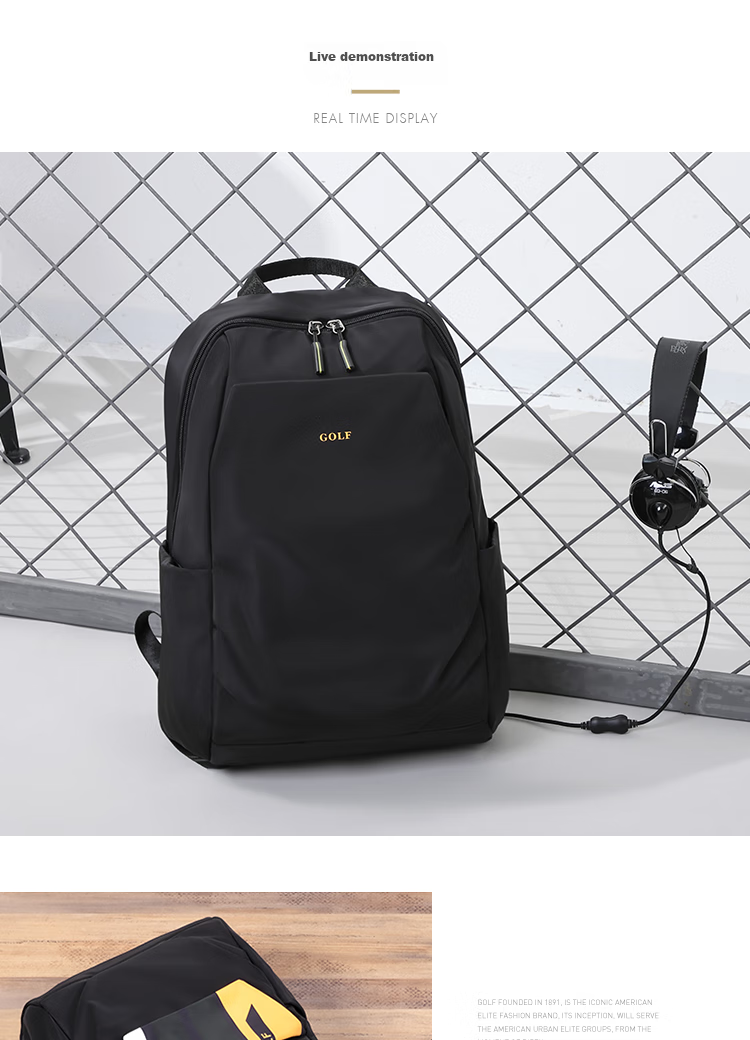 GOLF Backpack for Men, Water-Resistant Travel Backpack, 15.6-Inch Laptop Bag, Student Schoolbag, Commuter Business Trip Backpack 41