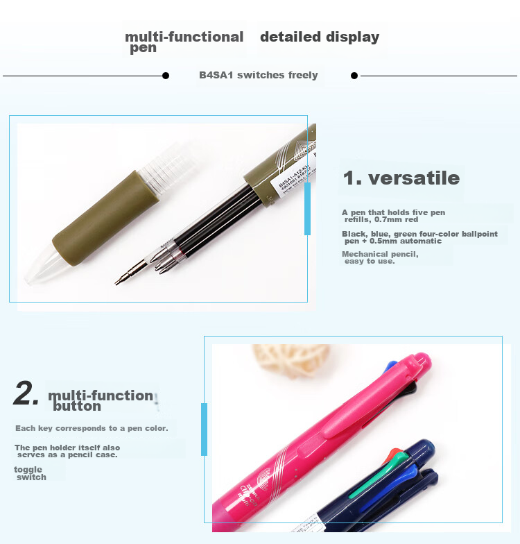 ZEBRA Multifunction Ballpoint Pen, Geometric Shape Limited Edition, 0.7mm Four-Color Ballpoint Pen + 0.5mm Mechanical Pencil, B4SA1-A12, Pink (Buy One Get One Free) 5