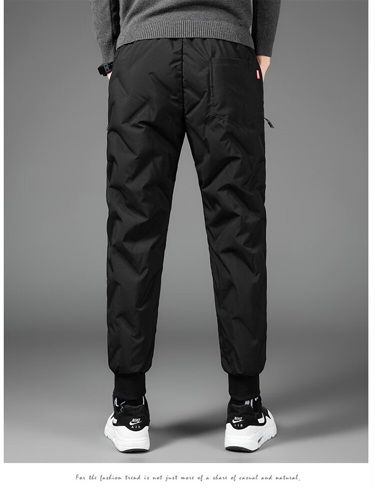 JEEP Men's down Pants for Winter, Fleece-Lined Thick Warm Joggers Casual Trousers, Black, Size M 18