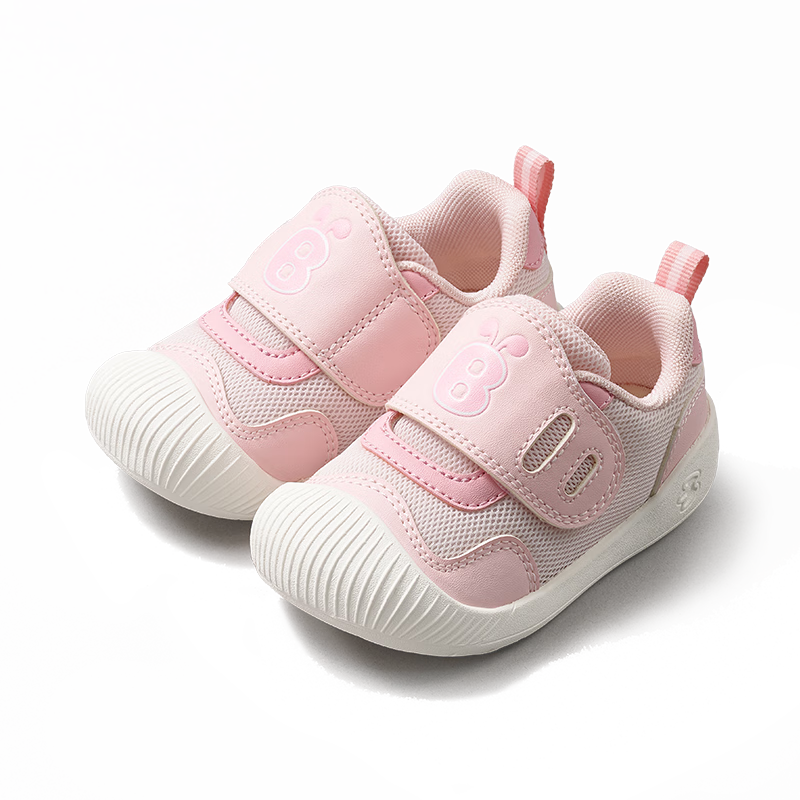 BOBDOG Children's Shoes, Baby Walking Shoes, Soft Sole, Non-Slip, Autumn Style, Anti-Collision, Functional Shoes for Boys And Girls, Infant Footwear, Strawberry Pink, Size 23