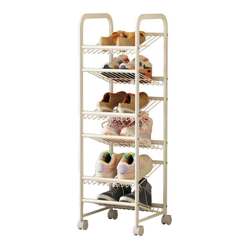 Anerya Simple Shoe Rack, Narrow Metal Shoe Cabinet for Entryway, Multi-Layer Storage Shelf for Home Use, Narrow Model with 6 Layers