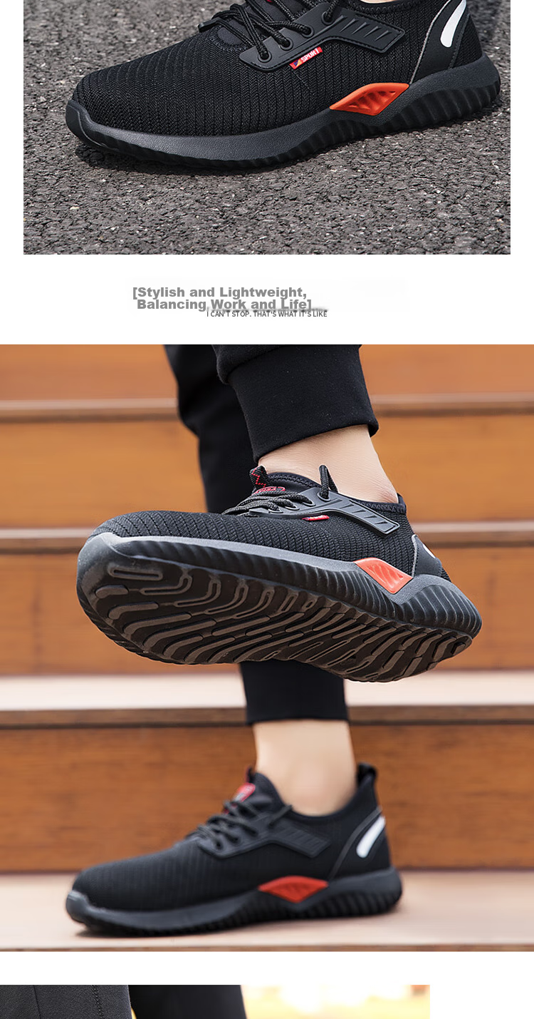 JUNBU Safety Shoes for Men, Summer Breathable Steel Toe Cap Puncture-Resistant Comfortable Work Site Shoes 9155 Size 43 11