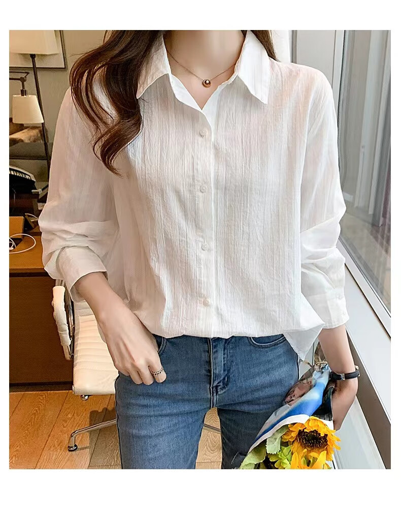 AOTUN Cotton Shirt for Women, Long Sleeve, Spring And Autumn Style, Casual Inner Wear Top AT3058, Picture Color, XL 8
