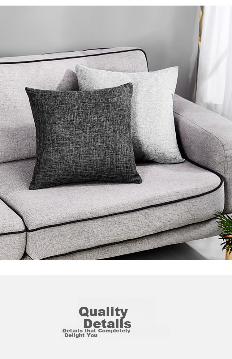 Pierre Cardin Throw Pillow Cushion, Solid Color Linen Style Removable Nap Pillow Office Backrest Car Lumbar Support, Smoke Gray, 45*45cm 8