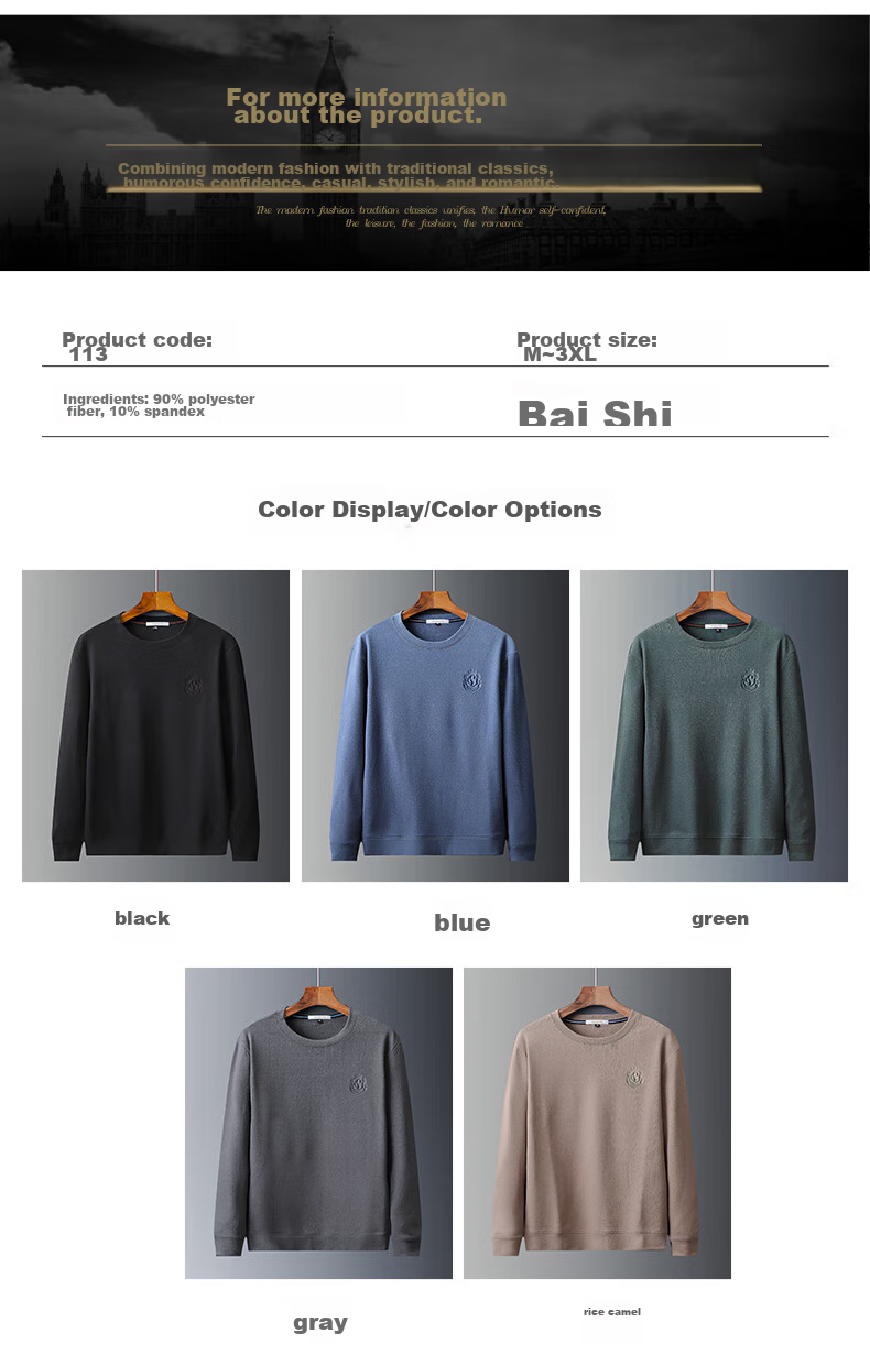 ROMON Men's Sweatshirt, Spring And Autumn Business Round Neck Long Sleeve T-Shirt, Quality Casual Base Layer Jacket, Men's Clothing, 113 Green, 2X 6