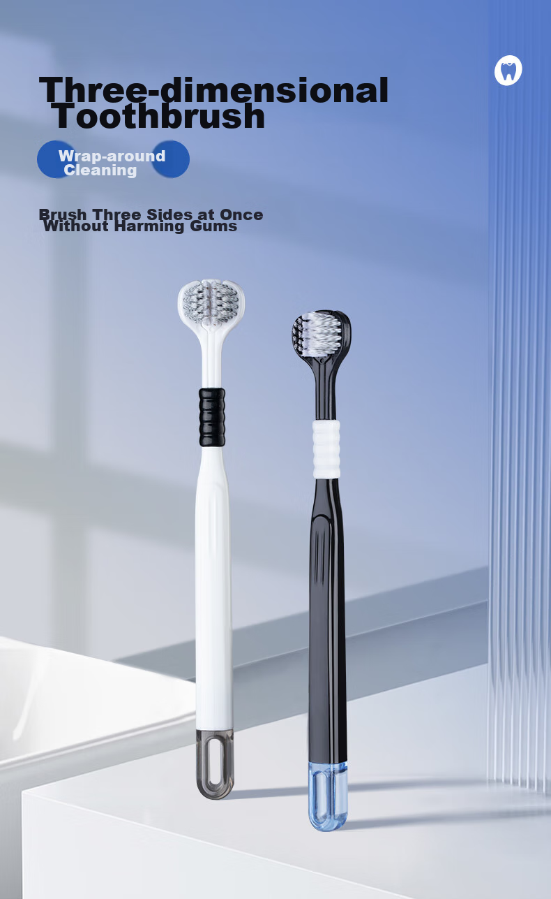 DR.WLEN Adult Three-Sided Toothbrush with Fine Soft Bristles, U-Shaped 3D Triangular Wrap-Around Design for Teeth, Suitable for Men And Women, Family Pack 1