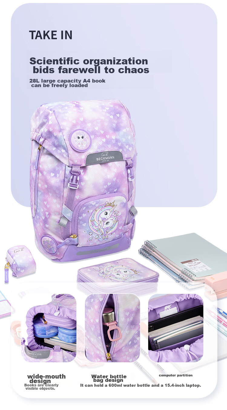 Beckmann Norwegian Primary School Spine-Protecting Backpack, Large Capacity, Stylish, Load-Reducing, for Boys And Girls in Grades 4-6, Children's Backpack 16