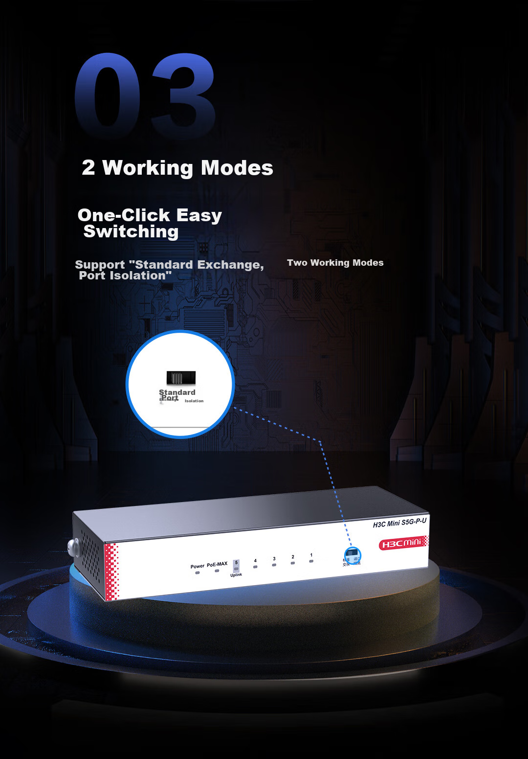 H3C 8-Port Gigabit POE Switch, Enterprise-Level Network Monitoring Splitter Diverter Hub, PoE Power Supply 125W S1208V-HPWR 3