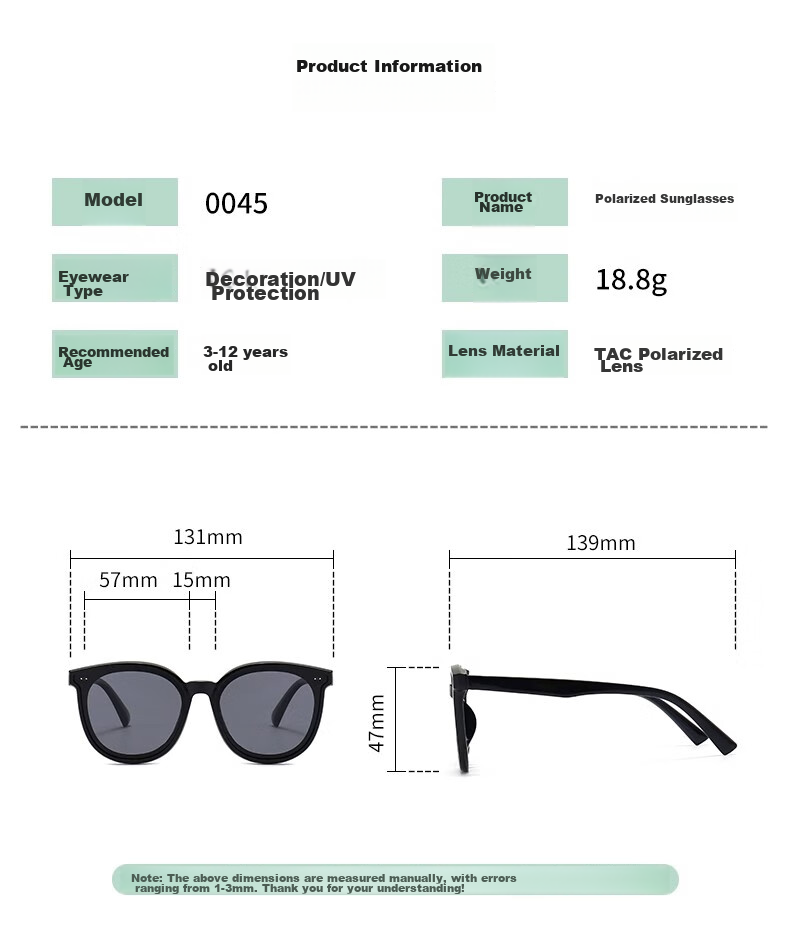 Cuntiandaofu Children's Sunglasses, Kids' Sunglasses, Boys' UV Protection Polarized Glasses, Green Frame with Green Lenses 23