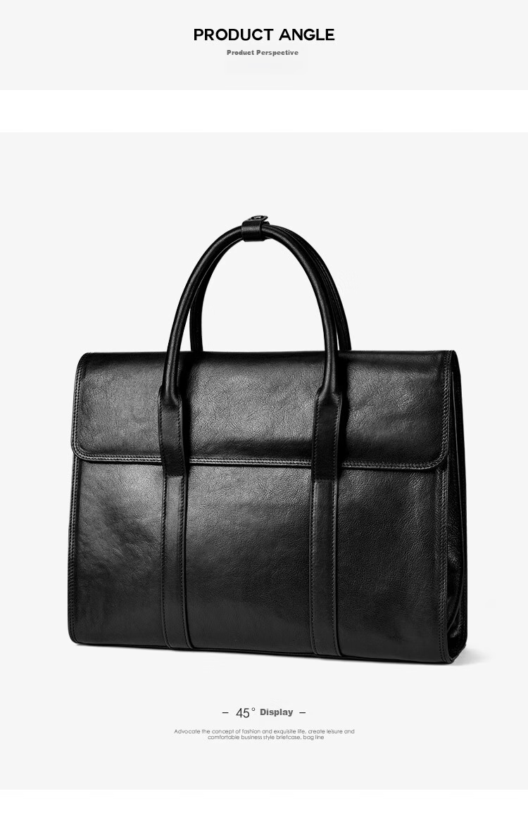 Pabojoe Business Briefcase, Men's Top-Grain Leather Handbag, Horizontal Style Large Capacity Laptop Bag for Men, Valentine's Day Gift 9