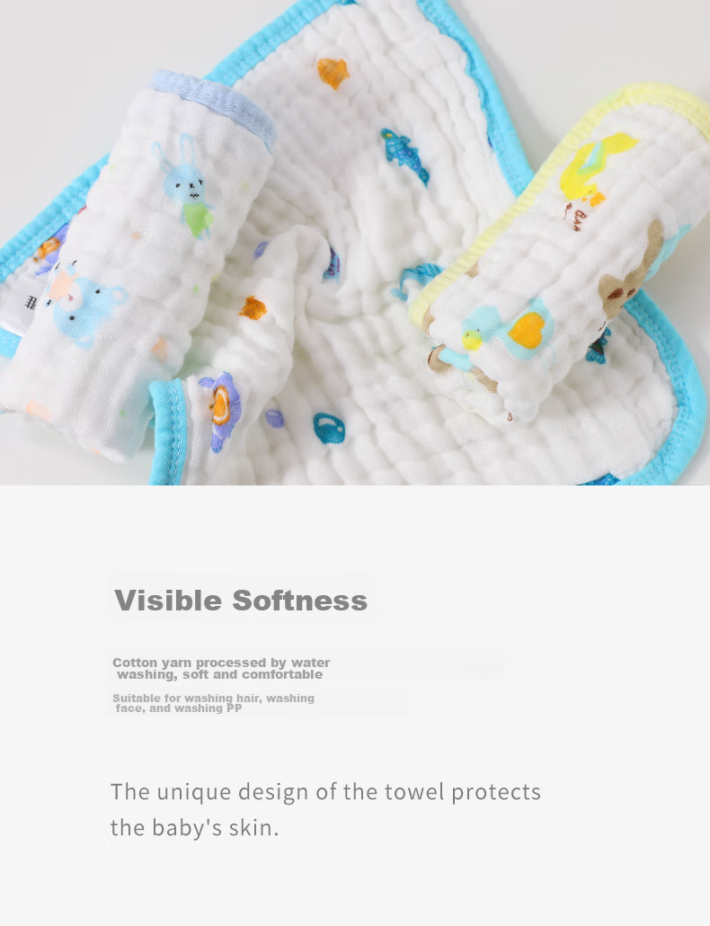Grace Class A Children's Towels, Pure Cotton Towel Set of 3, Thickened Absorbent Face Towels, 70g/piece 2