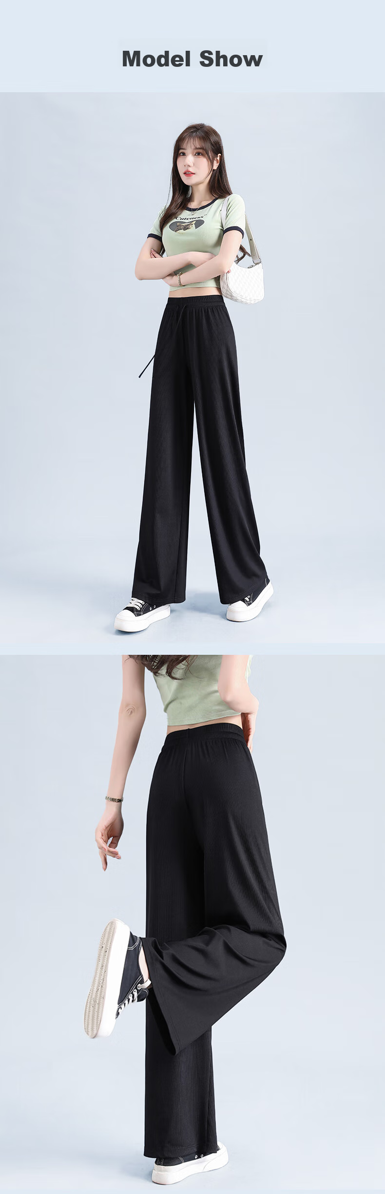 Baleno Women's Cooling Ice Silk Pants 2026 Summer Thin Wide-Leg Draped Casual Straight-Leg Trousers for Outdoor Sports 9