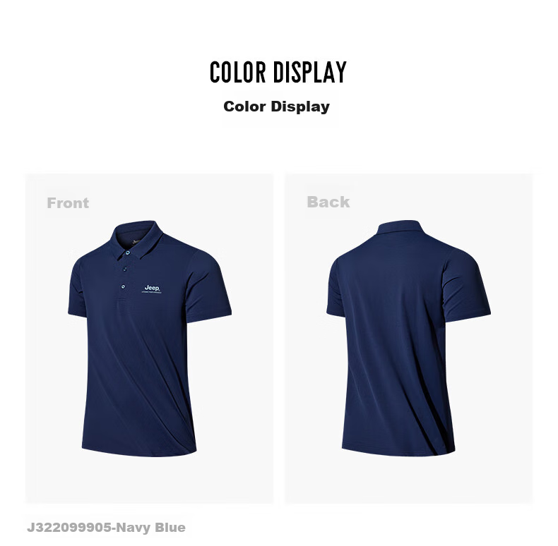 Jeep Quick-Dry Polo Shirt for Men, UPF40+ Sun Protection Short-Sleeve T-Shirt, Men's Outdoor Collared Quick-Dry Shirt, 9905 Navy Blue, 4XL 32