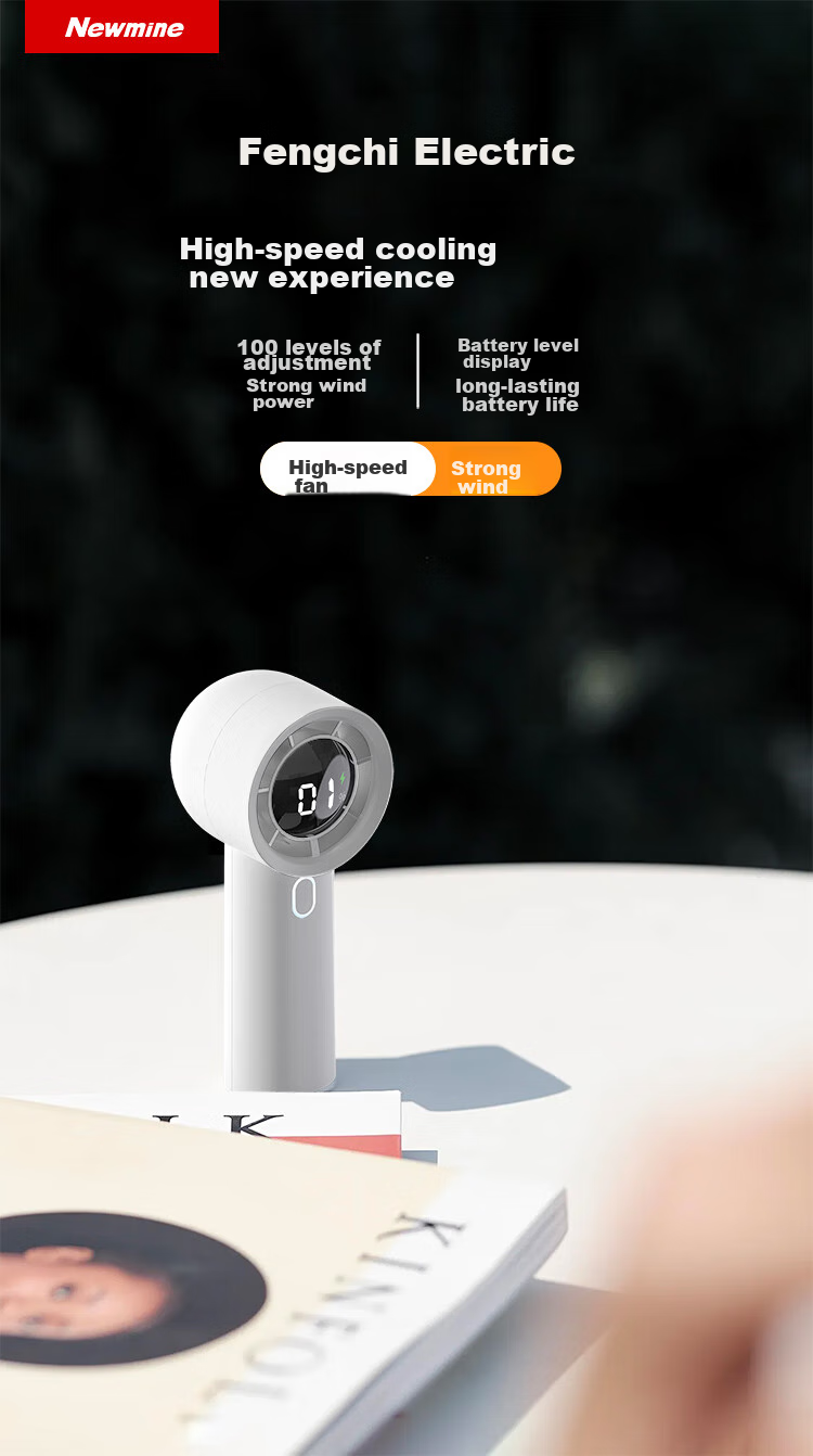 Newmine Handheld Fan [100-Speed High-Speed Ice Cooling] Semiconductor Cooling Foldable USB Rechargeable Neck Hanging Portable Small Desktop Fan for Office and Dormitory Use 1