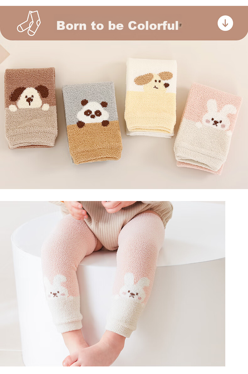 LAXIALIYA Baby Knee Socks, Infant Long Socks, Leg Protectors, Girls' Slouchy Socks, Boys' Crawling Socks, Thick Diaper Changing Socks for Autumn And Winter 9