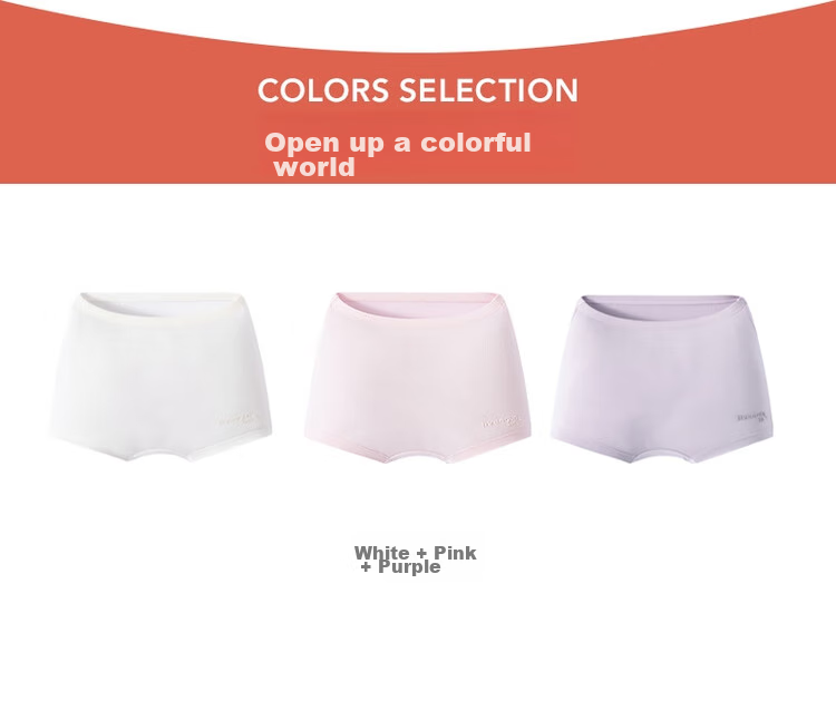 THREEGUN 3-Pack Class A Antibacterial Modal Girls' Children's Student Boyshort Underwear 59074B0 White+Pink+Purple 130 8