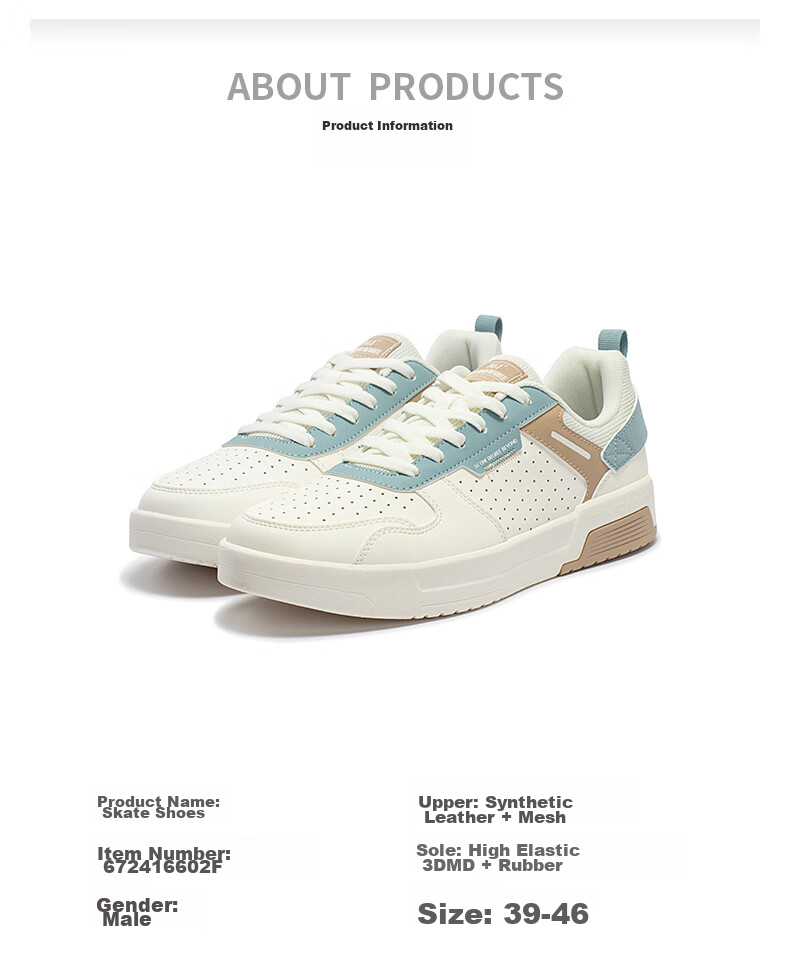 361° Men's Sports Shoes, Spring And Summer Retro Versatile Thick-Soled Warm White Casual Sneakers, Model 672136611-10 54