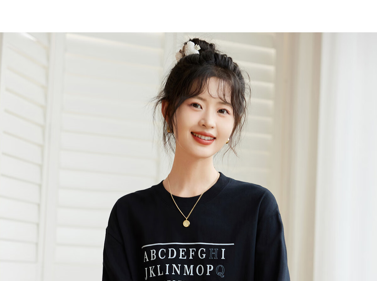 Halo Queen Women's Long Sleeve Cotton T-Shirt Spring Autumn Round Neck Letter Bow Print Casual Base Shirt New H143T2009 49