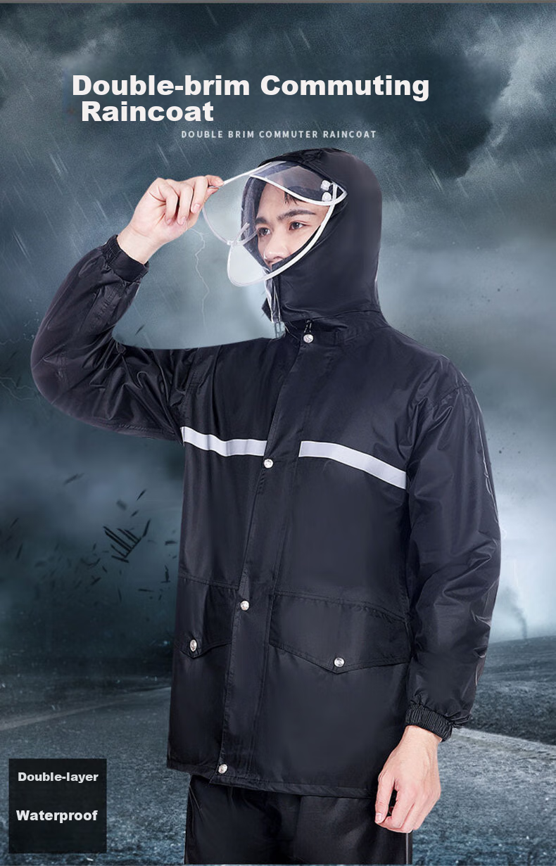 Dipuer Raincoat for Food Delivery Riders, Heavy Rain Protection, Electric Bike Adult Two-Piece Raincoat, Motorcycle Suit, Suitable for Both Men And Wome 1